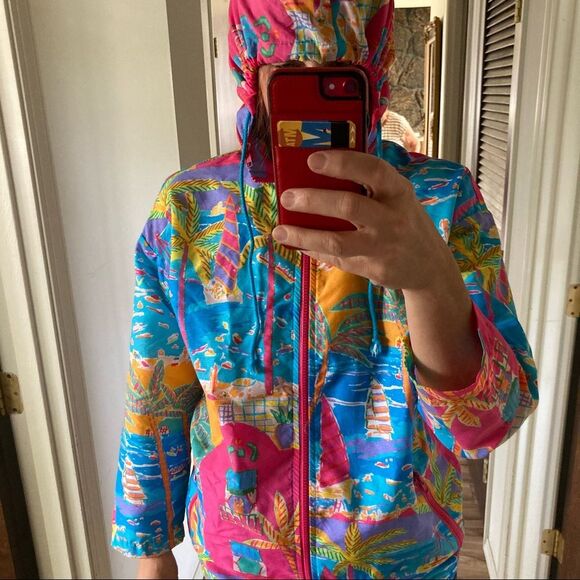 Vintage Ken Done 1990 windbreaker Jacket Turquoise Blue Pink size small - Picture 11 of 12